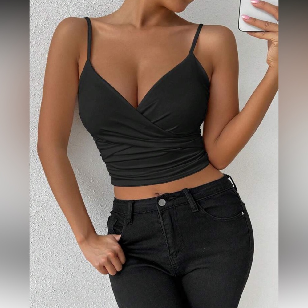 Elegant Black Wrap Top